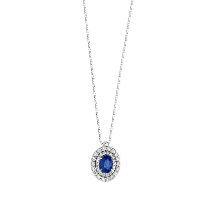 Comete-Halskette aus Gold, Diamanten und ovalem blauem Saphir GLB1474