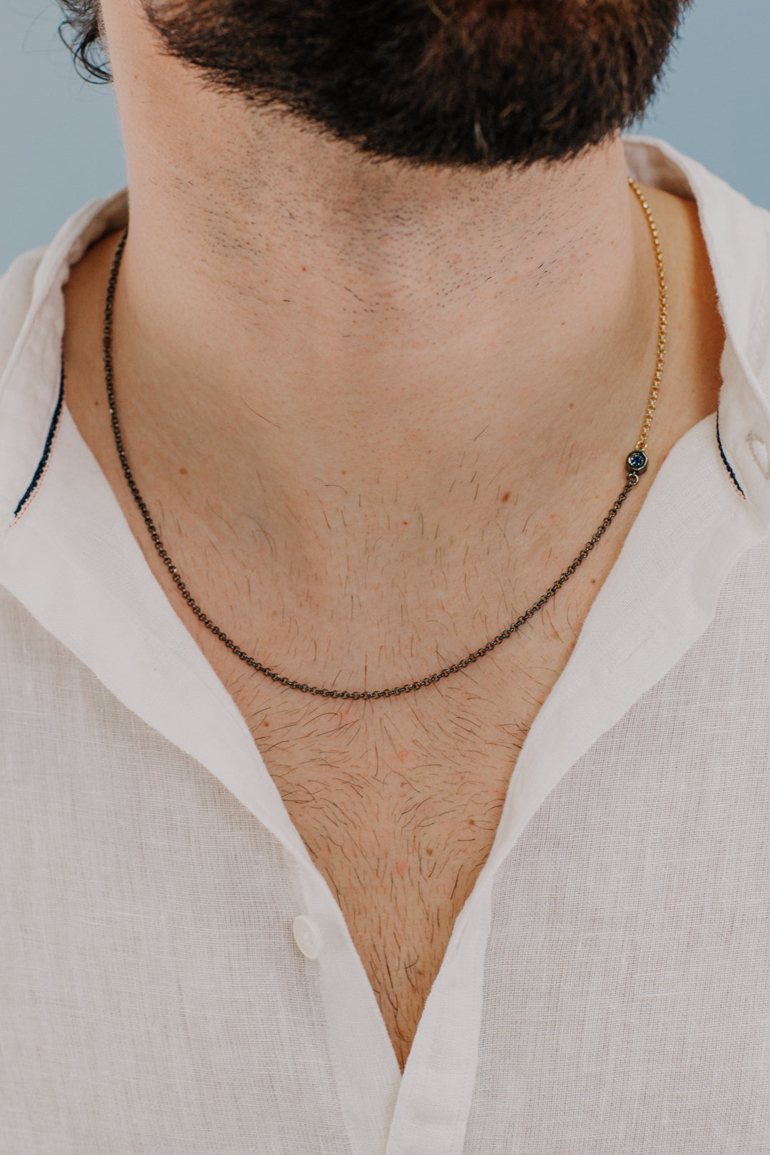 Collier Comete en argent double, jaune et bruni UGL714