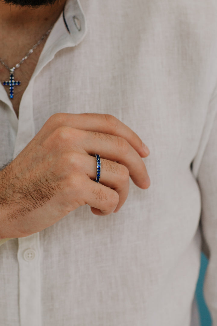 Comete Anello in Argento e zirconi blu UAN124L