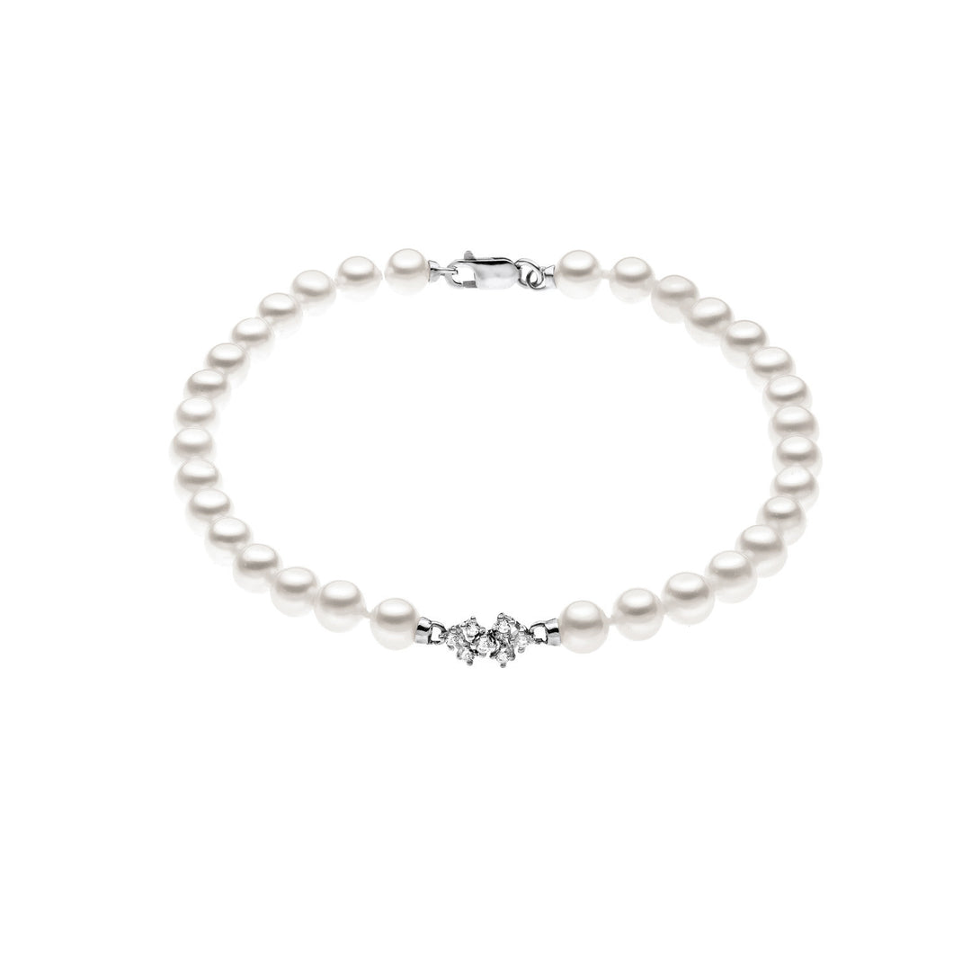 Comete Pearl Bracelet in White Gold and Diamonds BRQ139