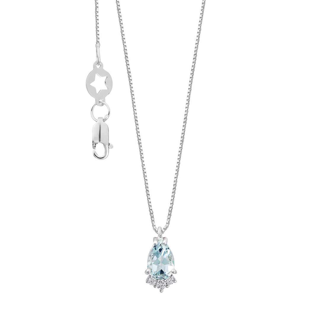 Collier Comete Or 750‰, Diamants et Aigue-marine goutte GLQ320