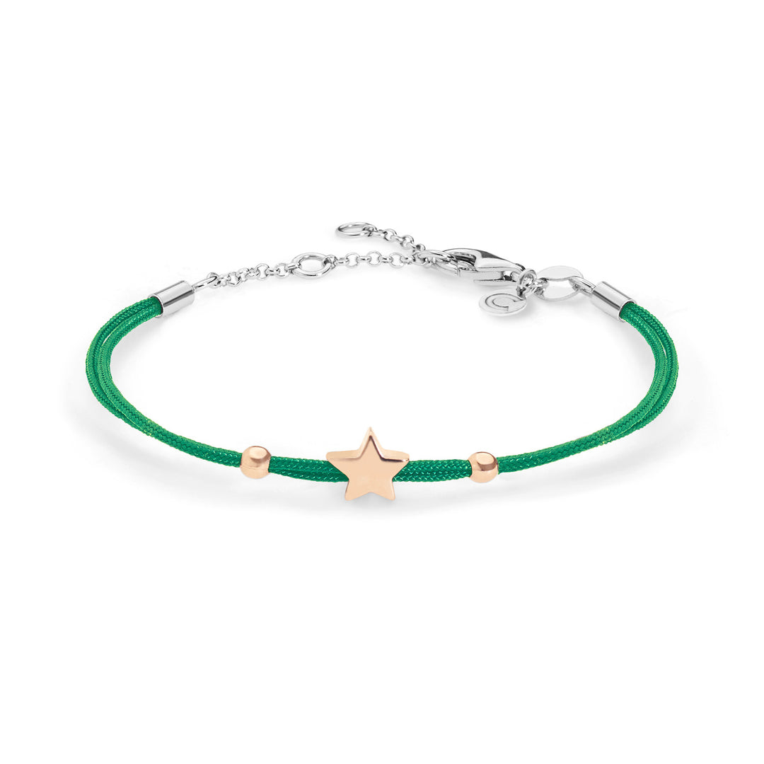 Comete Star Bracelet in silver green cord BRA157
