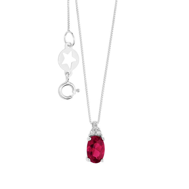 Comete Collana in Oro Diamanti e Rubino ovale GLB1616