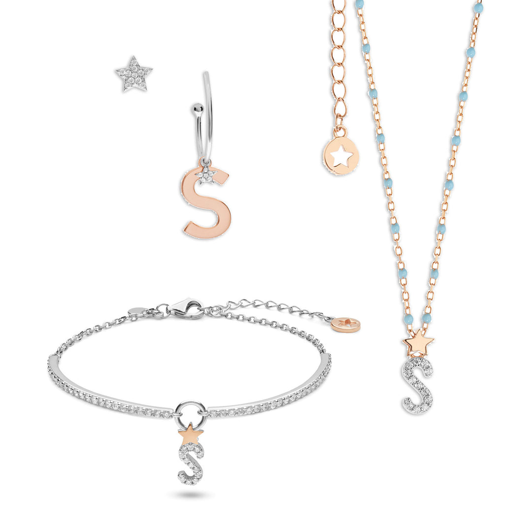Comete Collana, orecchini e bracciale in Argento Lettera S KIT191166195