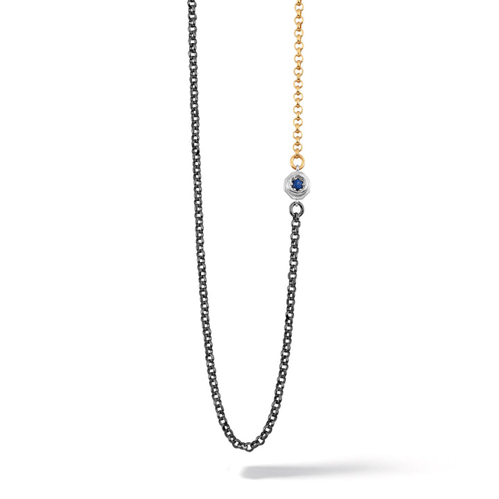 Collier Comete en argent double, jaune et bruni UGL714
