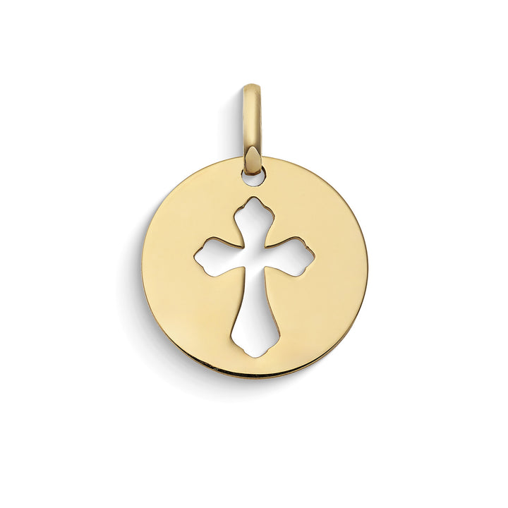 Comete Runder Anhänger mit Kreuz aus 375‰ Gelbgold KCOB035