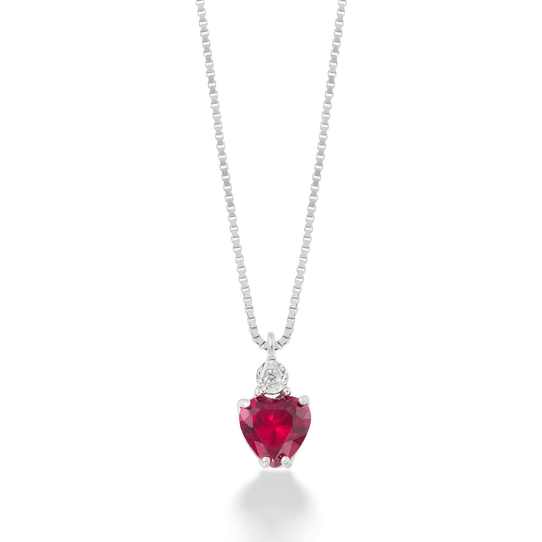 Comete Necklace in white gold, diamonds and recrystallized ruby KGLB1422