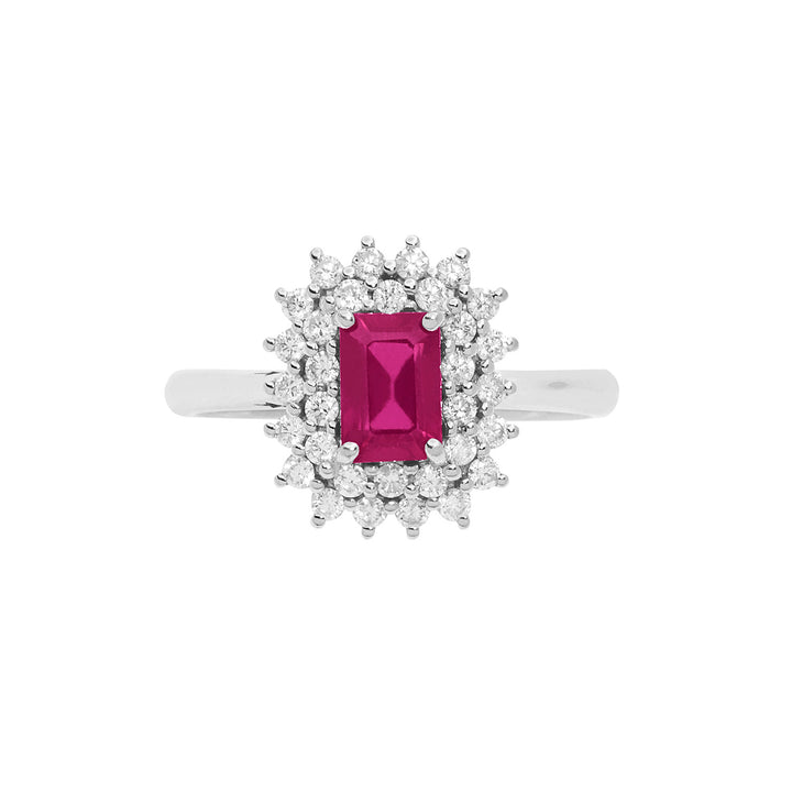 Comete Anello in Oro Diamanti e Rubino ottagonale ANB2624