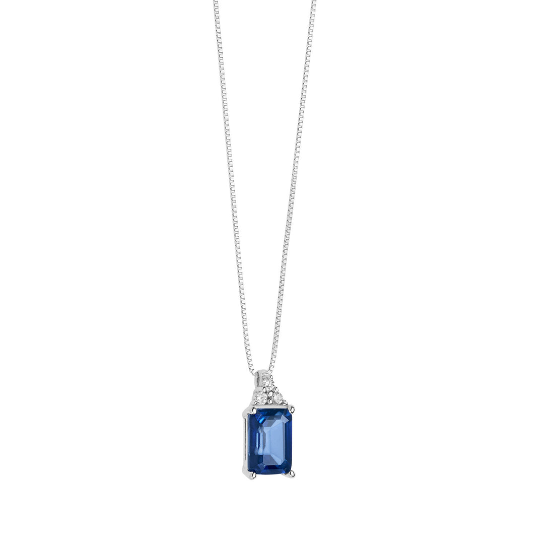 Comets Necklace in Gold Diamonds and Blue Sapphire Octagonal GLB1440