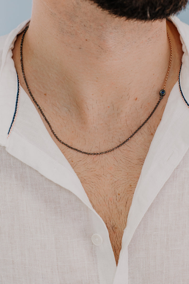 Collier Comete en argent double, rosé et bruni UGL713