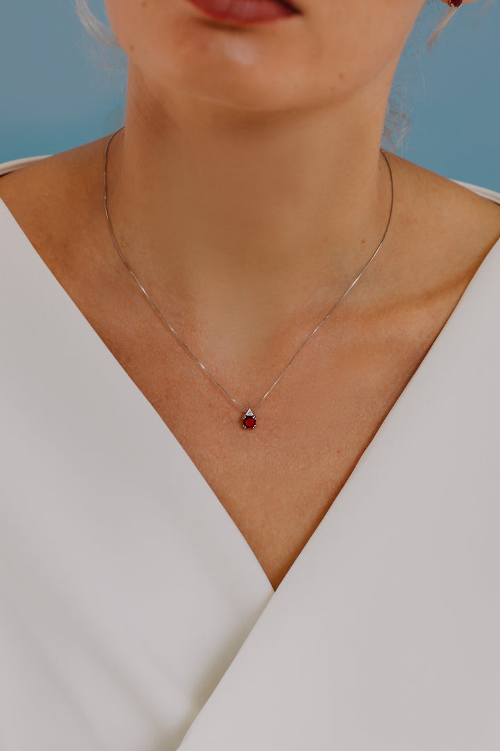 Comete Necklace in Gold Diamond and Round Ruby GLB1502