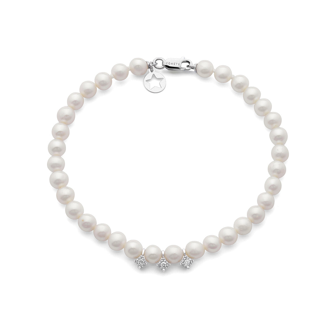Comete Bracciale in Oro e Perle con Diamanti bianchi BRQ369