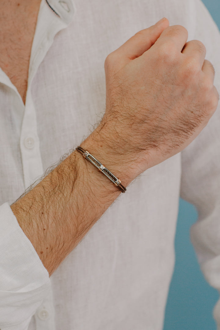 Comete Bracciale cavetti in Acciaio e pvd marrone UBR959