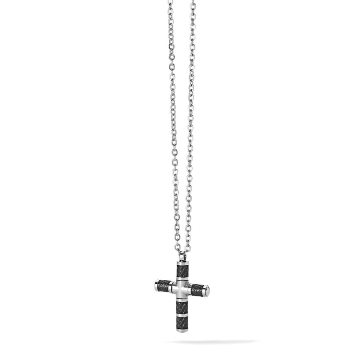 Comete Collana croce in acciaio e PVD nero UGL681