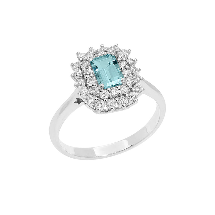 Comete Anello in Oro Diamanti e Acquamarina ottagonale ANQ324