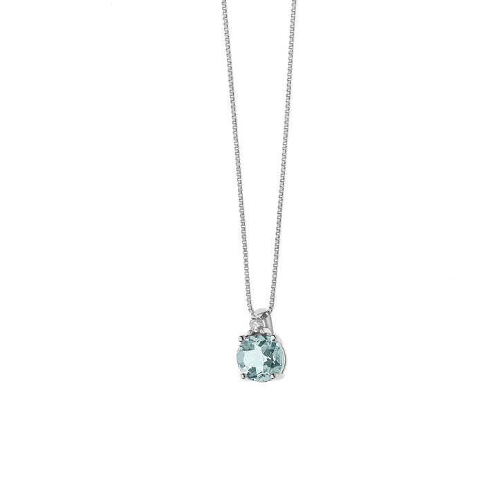 Comete Collana in Oro Diamanti e Acquamarina Tonda GLB1383