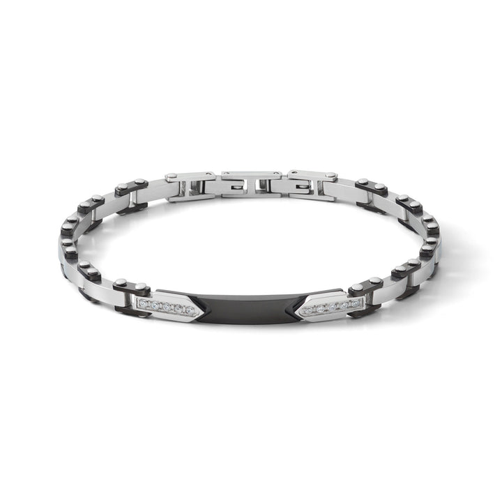 Comete-Armband aus schwarzem PVD-Stahl und weißen Zirkonen UBR1061
