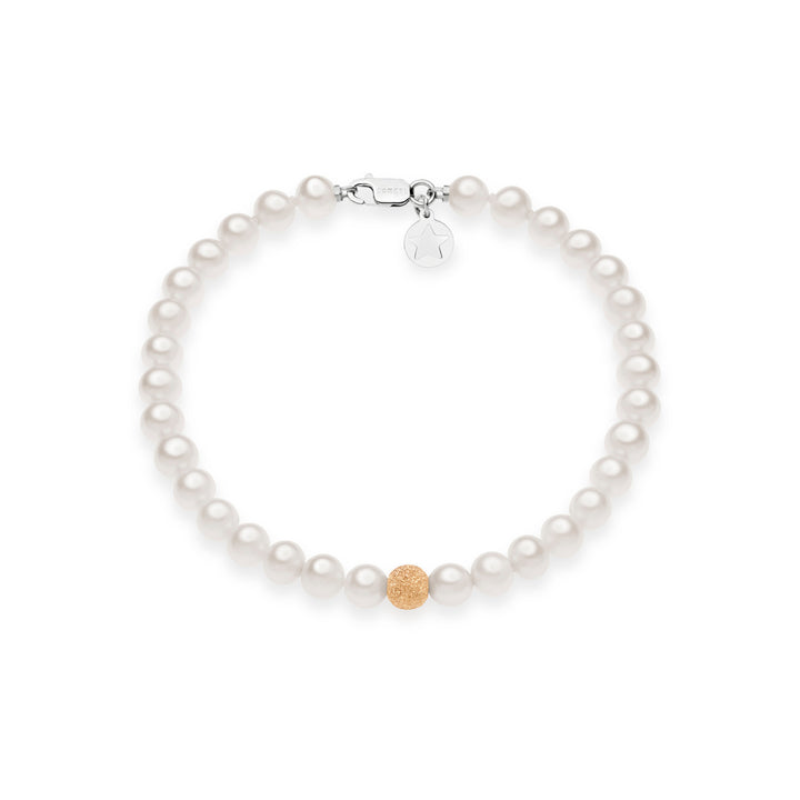 Comete Bracciale Filo Perle Acquadolce e Sfera in Oro Rosè BRQ294