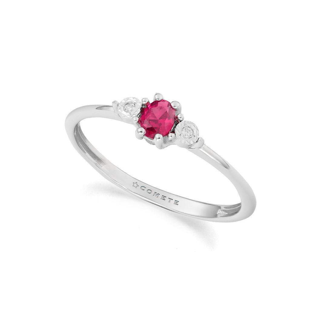Comete Ring in white gold, diamonds and recrystallized ruby KANB1910