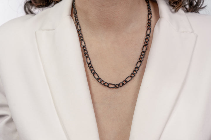 Comete Collana in Argento 925‰ rutenio, zirconi neri UGL765