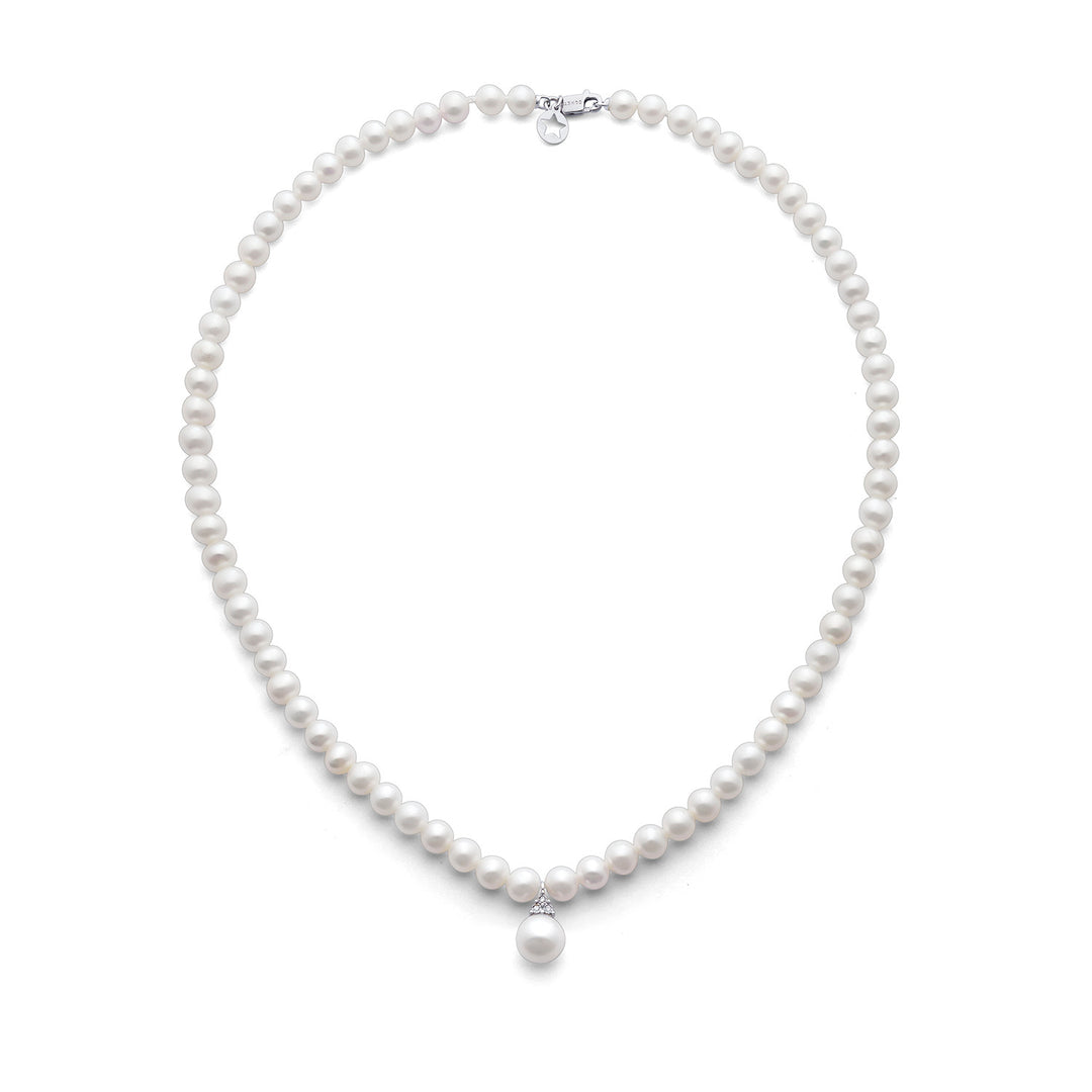 Comete-Halskette mit Perlen aus 750 ‰ Gold und Diamanten FWQ376