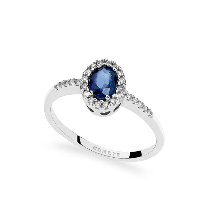 Comete-Goldring mit Diamanten und ovalem blauem Saphir ANB2700