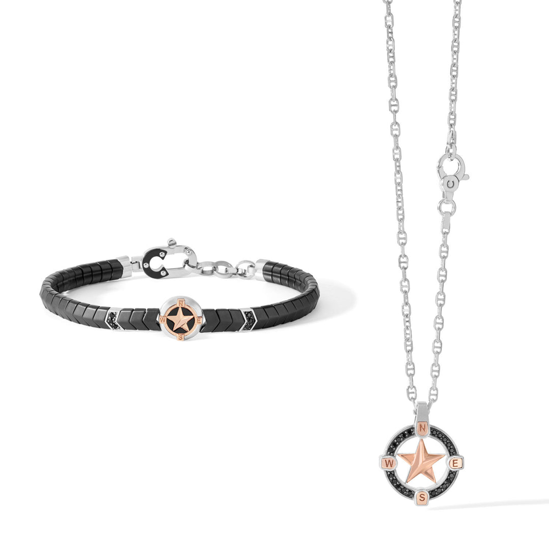 Collier et Bracelet Comete en Argent et céramique noire Étoile Polaire KIT657920