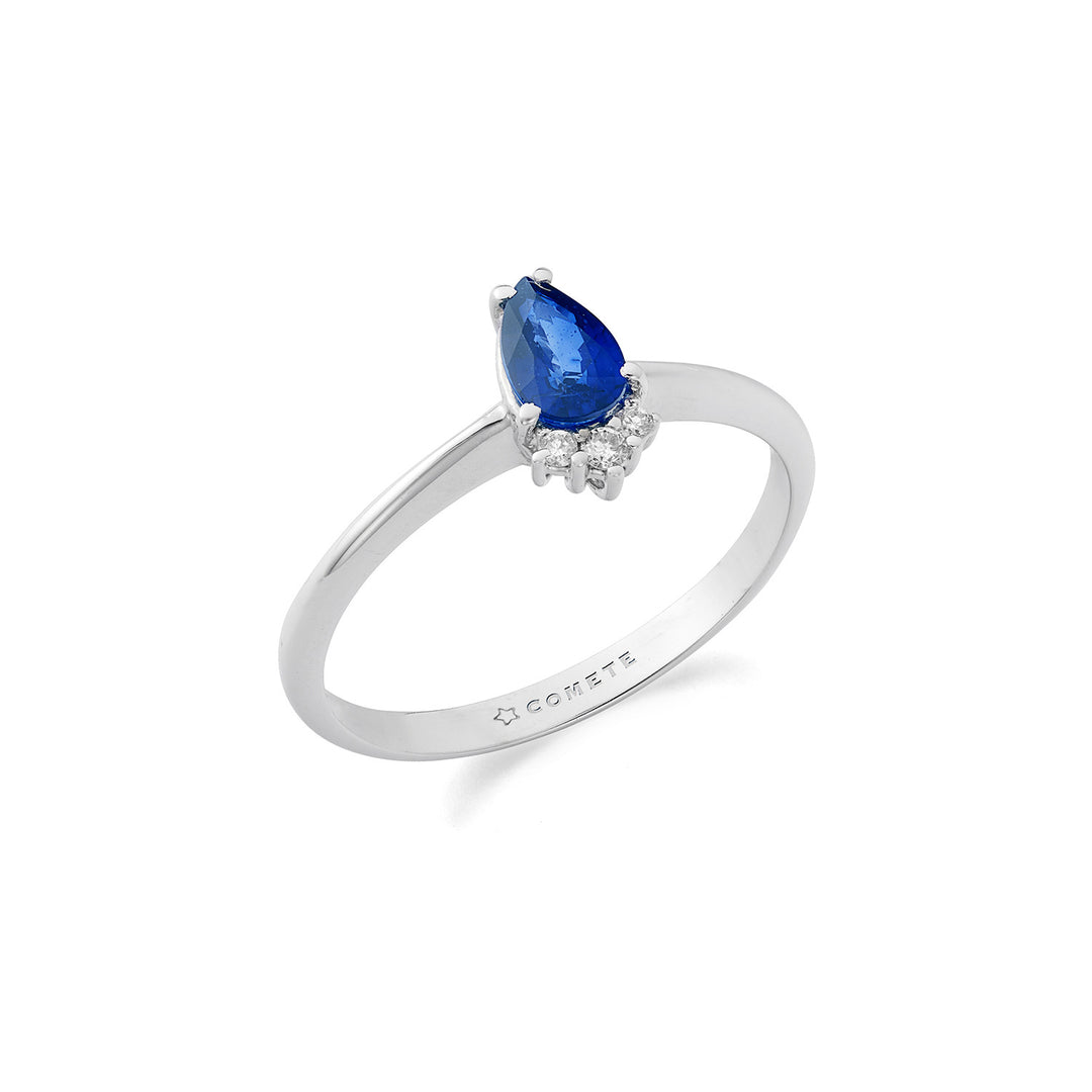 Comete Anello Oro 750‰, Diamanti e Zaffiro goccia ANB2740