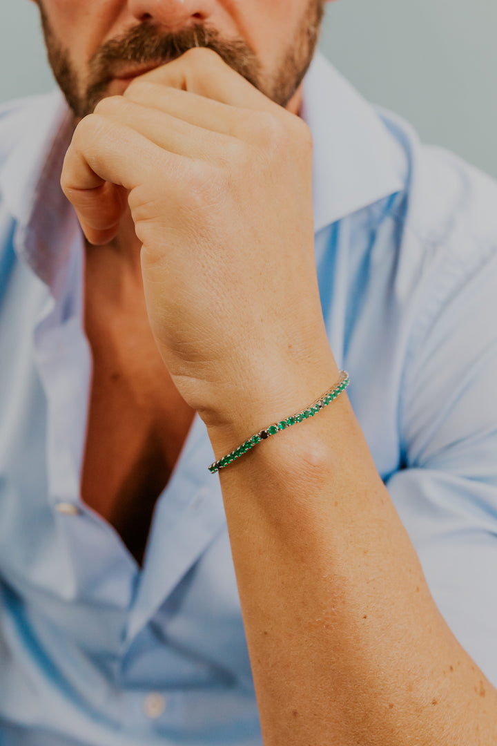 Comete Bracciale in Argento con Zirconi neri e verdi UBR1254M18
