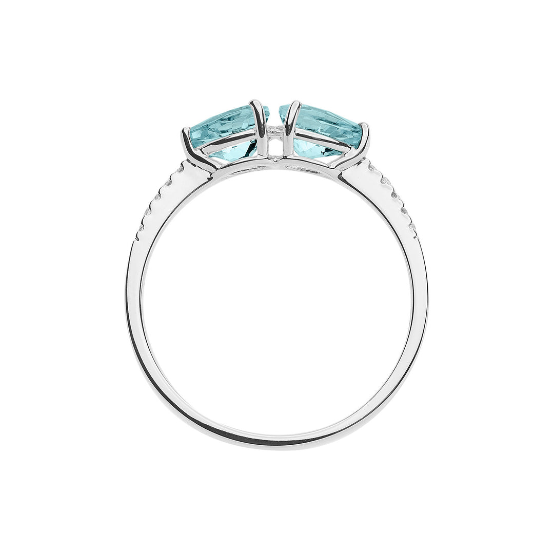 Comete Gold Ring with Diamonds and Aquamarine Drop ANQ328