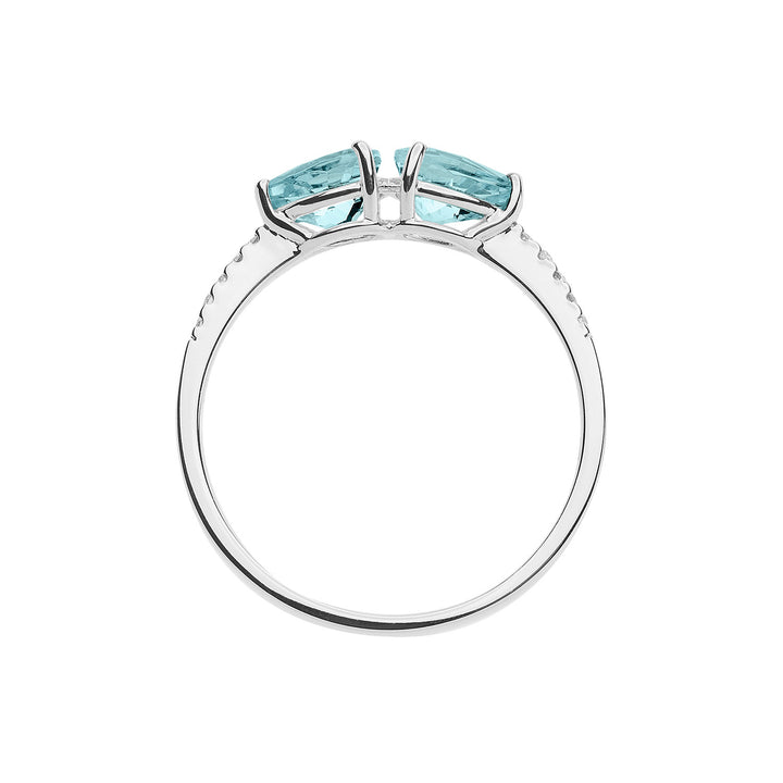 Comete Gold Ring with Diamonds and Aquamarine Drop ANQ328