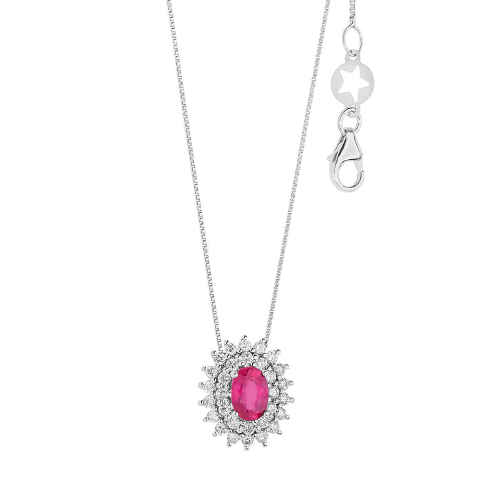 Comete-Halskette aus Gold, Diamanten und ovalem Rubin GLB1602