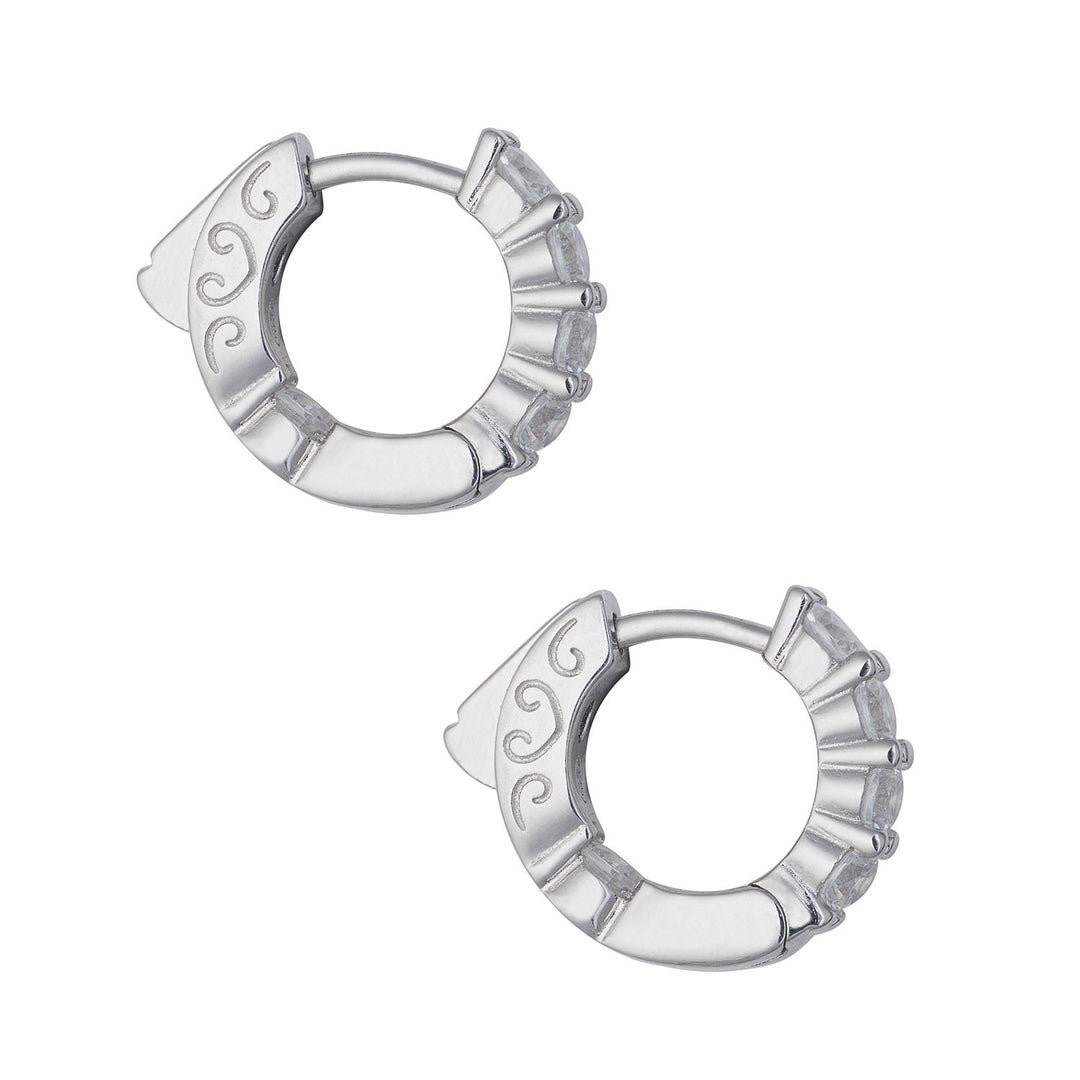 Comete Earrings in small Silver and white Zircons ORA196