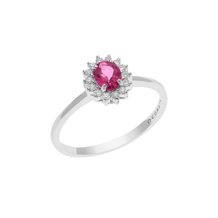 Bague Comete en or avec diamants et topaze rose ovale ANB2595