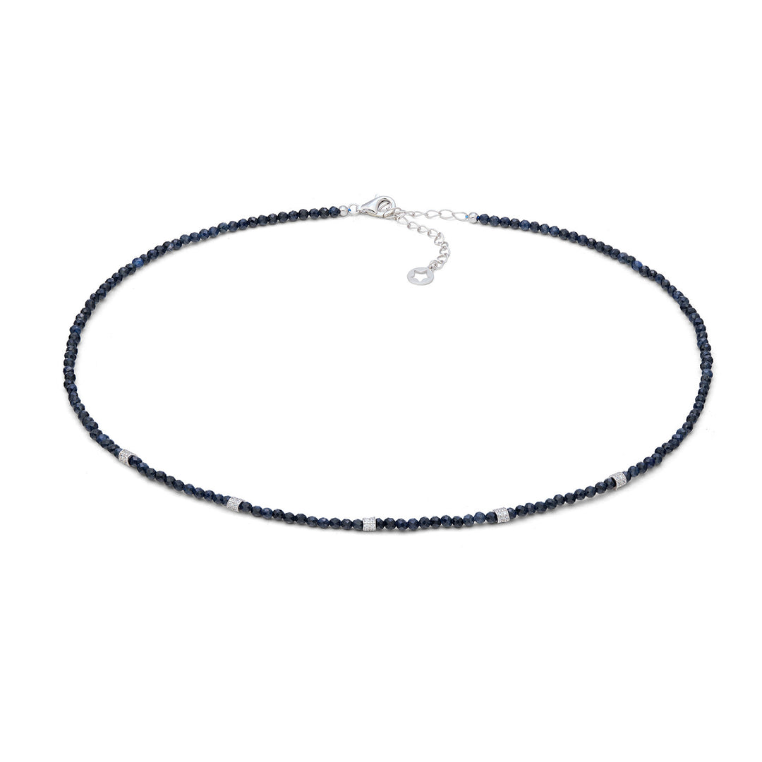 Comete Girocollo in argento 925‰ con radice di zaffiro blu e zirconi GLA292
