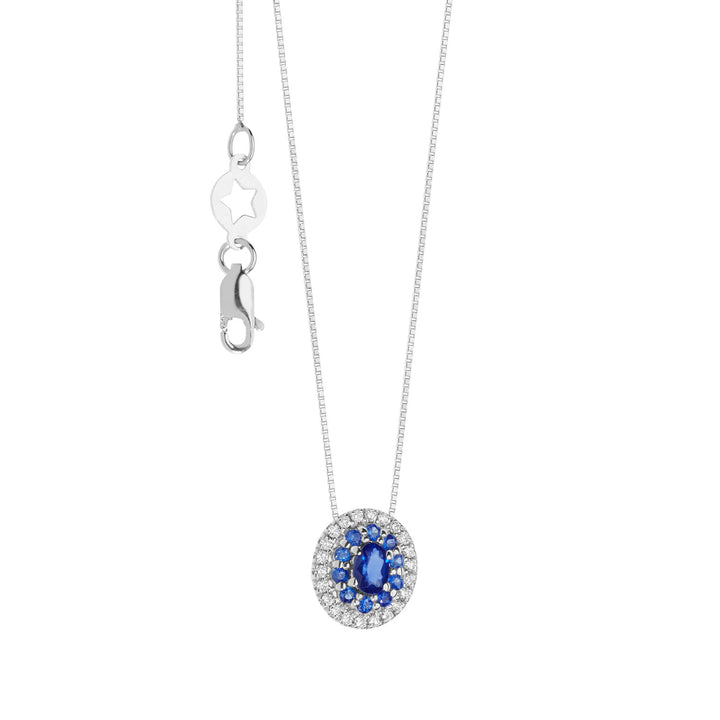 Comete Girocollo in Oro Diamanti e Zaffiri blu GLB1573