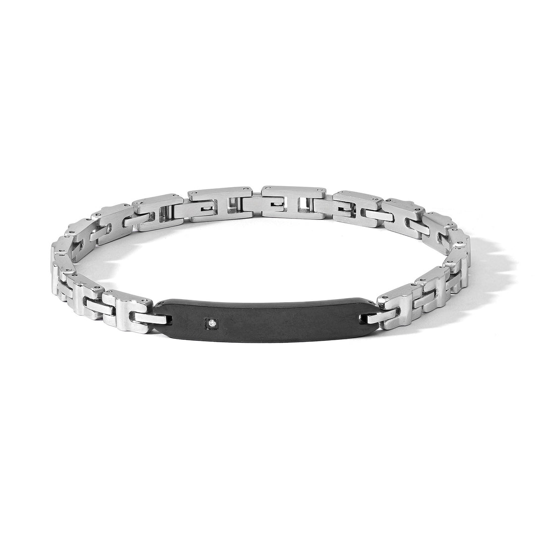 Comete Steel bracelet with black PVD and white zircon UBR1205