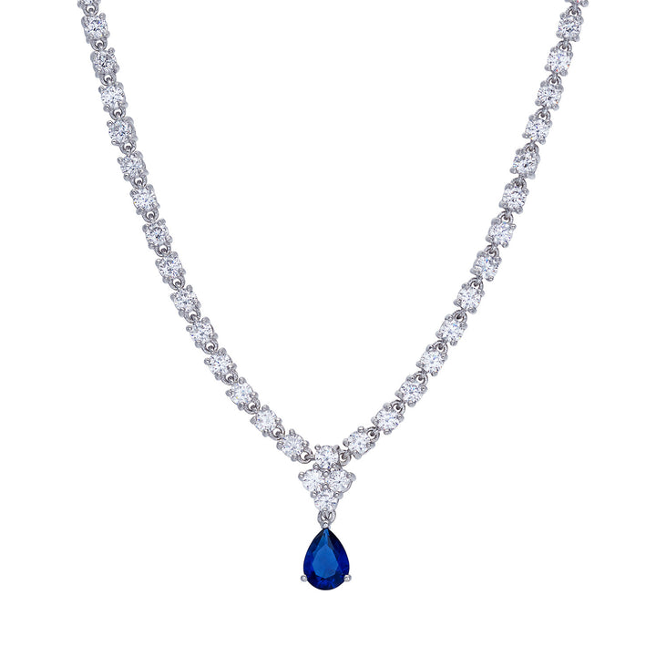 Collier Comète en Argent 925‰ et Zircons blancs et bleus GLA266