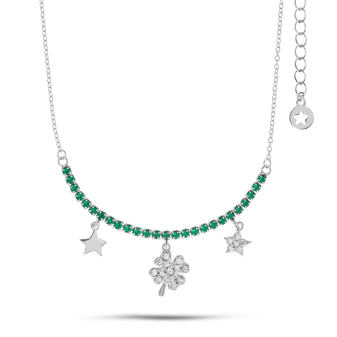 Collier ras du cou Comete Tennis en feuille de trèfle argenté GLA256