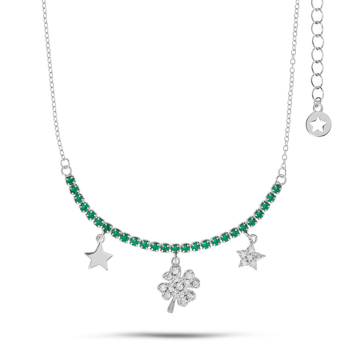 Collier ras du cou Comete Tennis en feuille de trèfle argenté GLA256