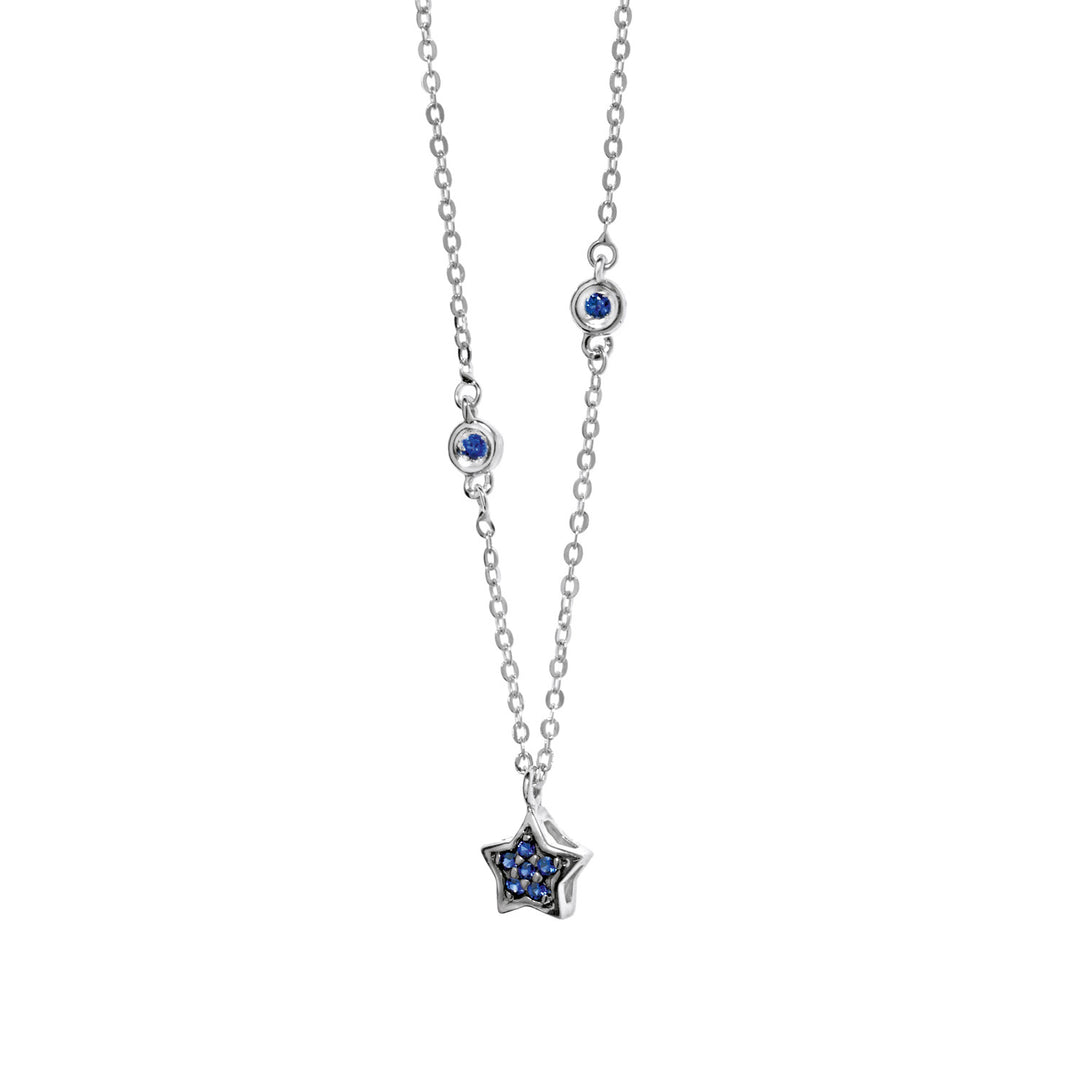 Collier Comete en or blanc avec Spinelles bleus et Saphir GLB889