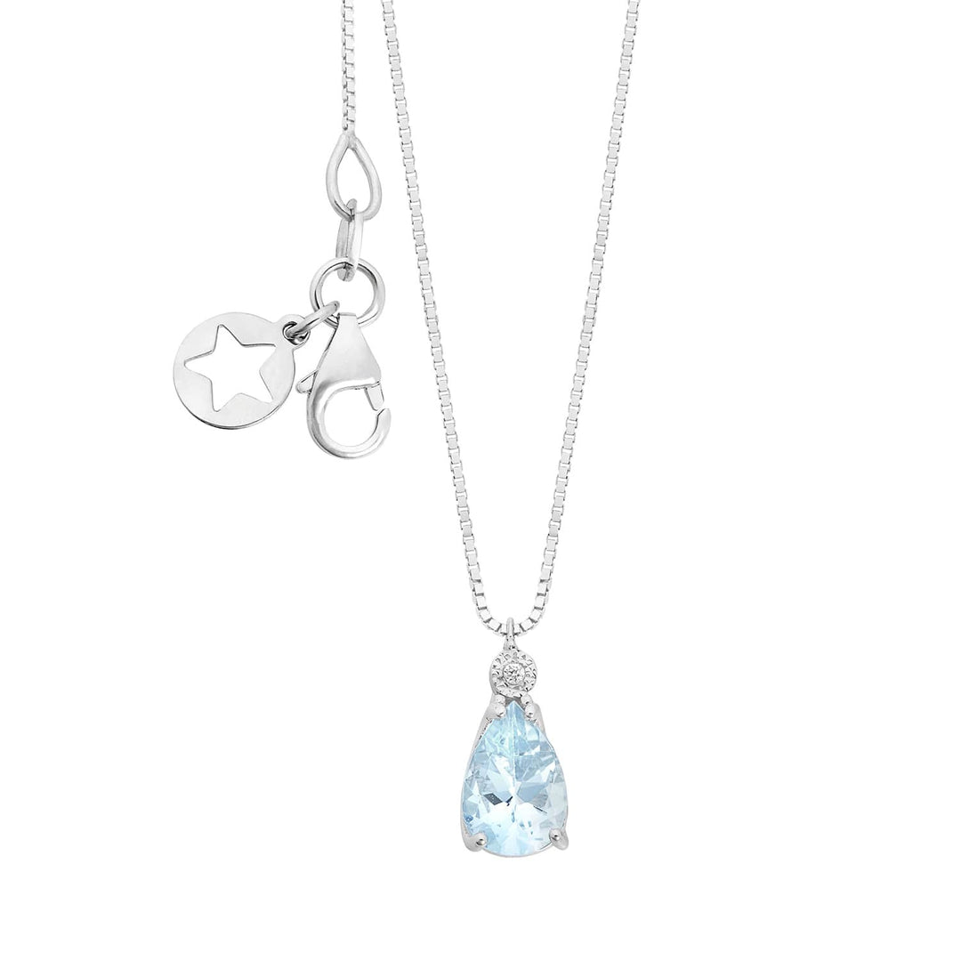 Comete-Halskette aus 375‰ Weißgold, Aquamarin-Tropfen und Diamant KGLQ002
