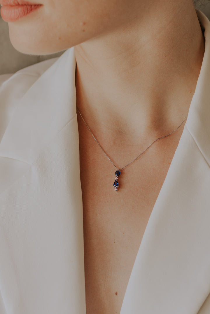 Collier Comete en or avec diamants et saphirs Drop GLB1606
