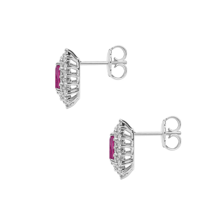 Comete Gold Earrings with Diamonds and Octagonal Rubies ORB1059