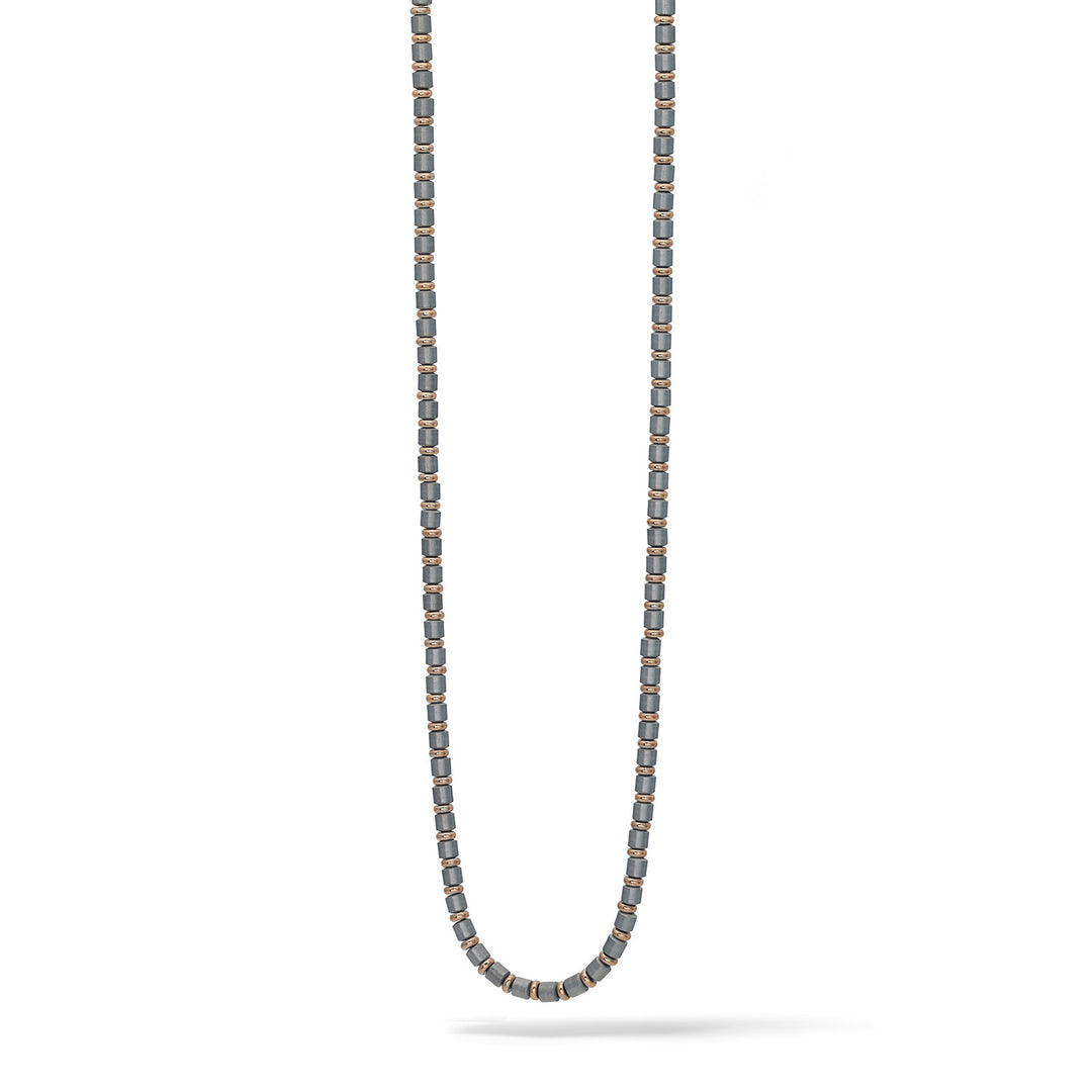 Collier Comete en Acier, PVD rose et gris avec Hématite UGL731