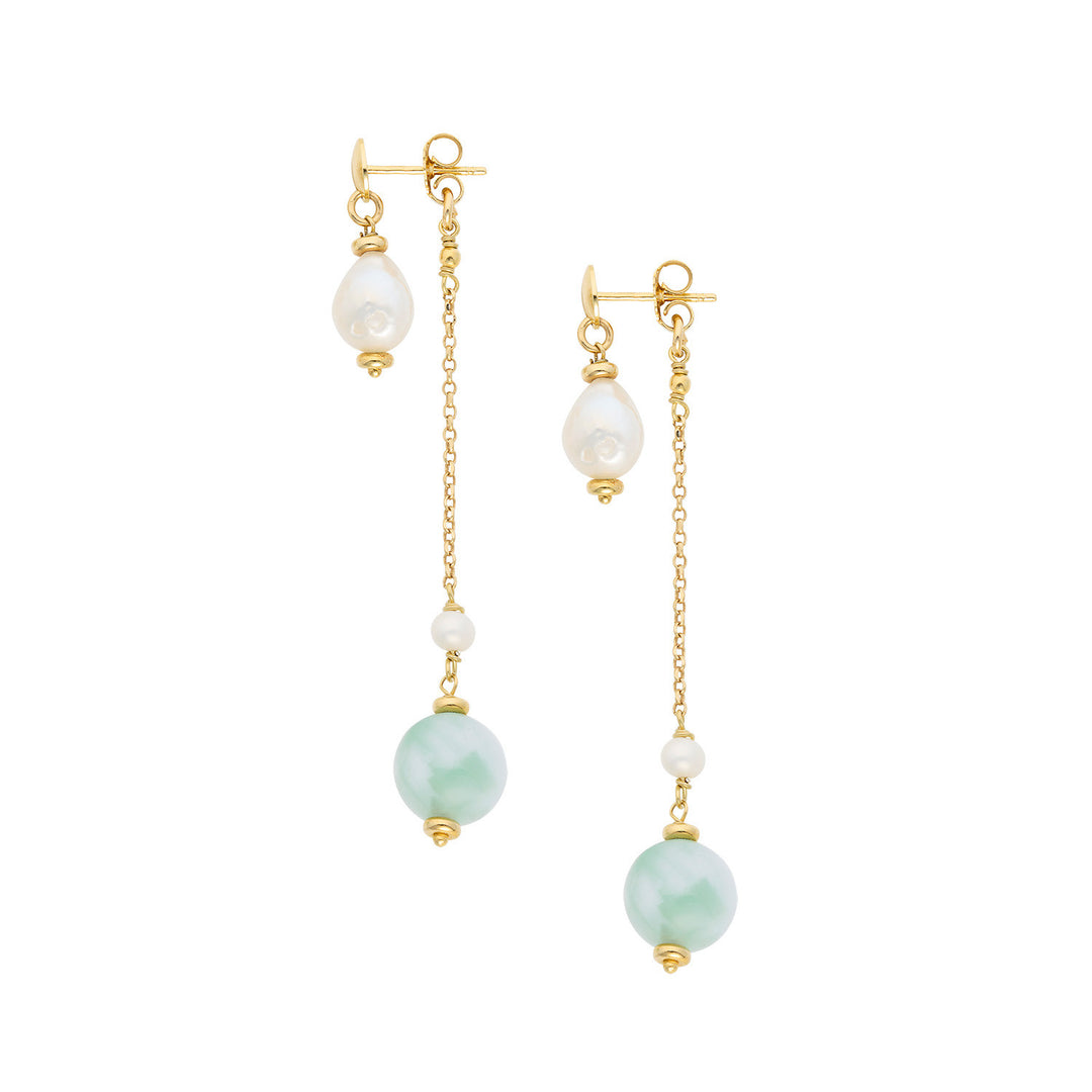 Comete Orecchini Argento 925‰ con Perle Acquadolce, Giada colorata, Angelite ORA228