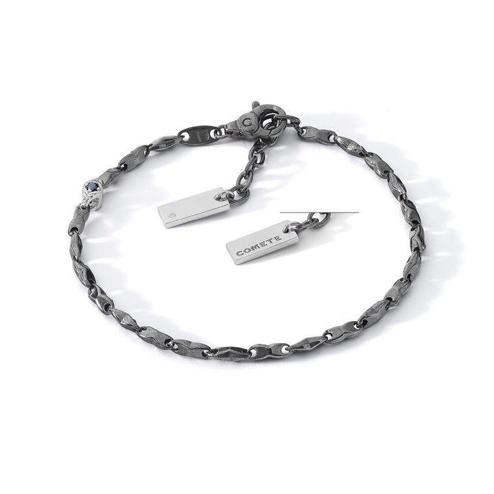 Comete-Armband aus brüniertem und poliertem Silber, Diamanten und schwarzen Spinellen UBR1259