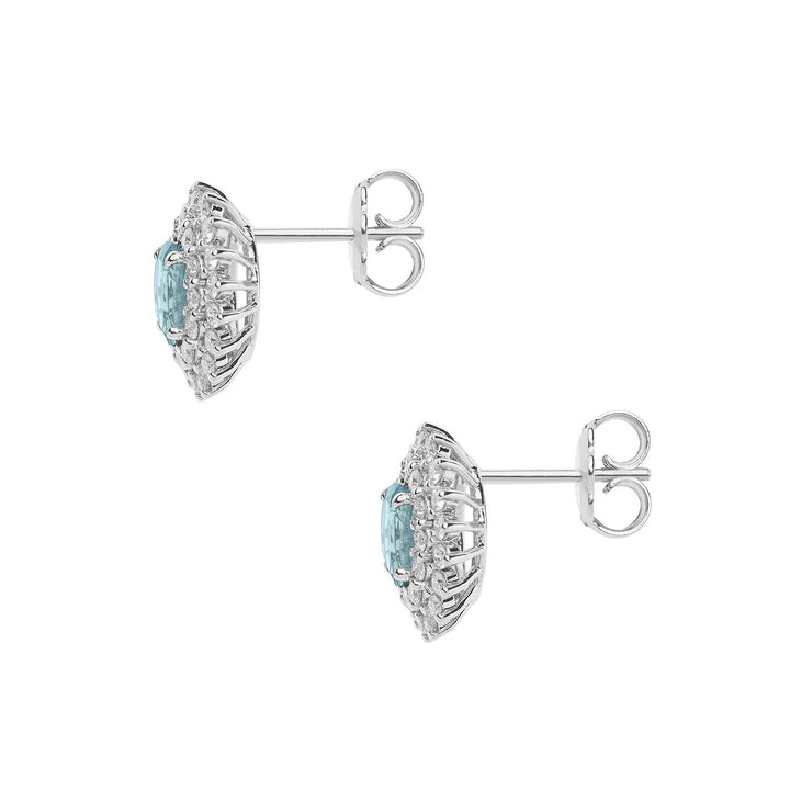 Comete Orecchini in Oro Diamanti Acquamarina ovale ORQ260