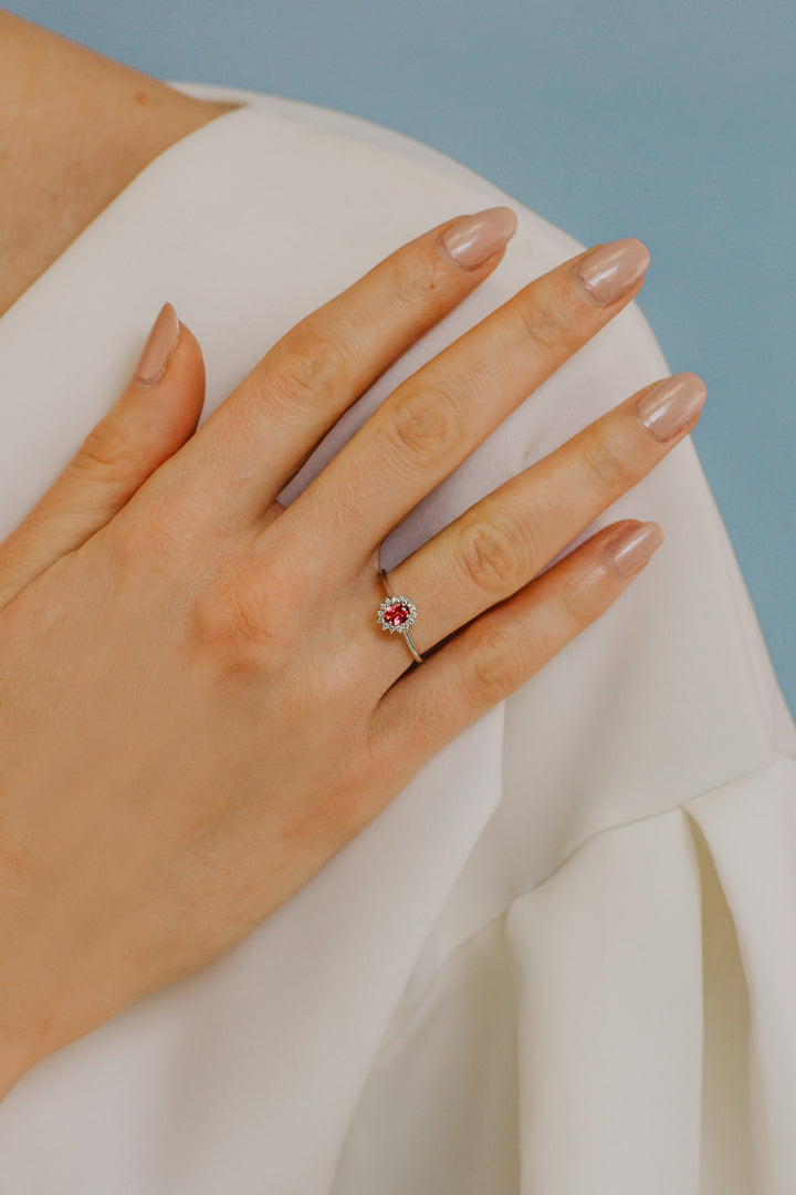 Bague Comete en or avec diamants et topaze rose ovale ANB2595