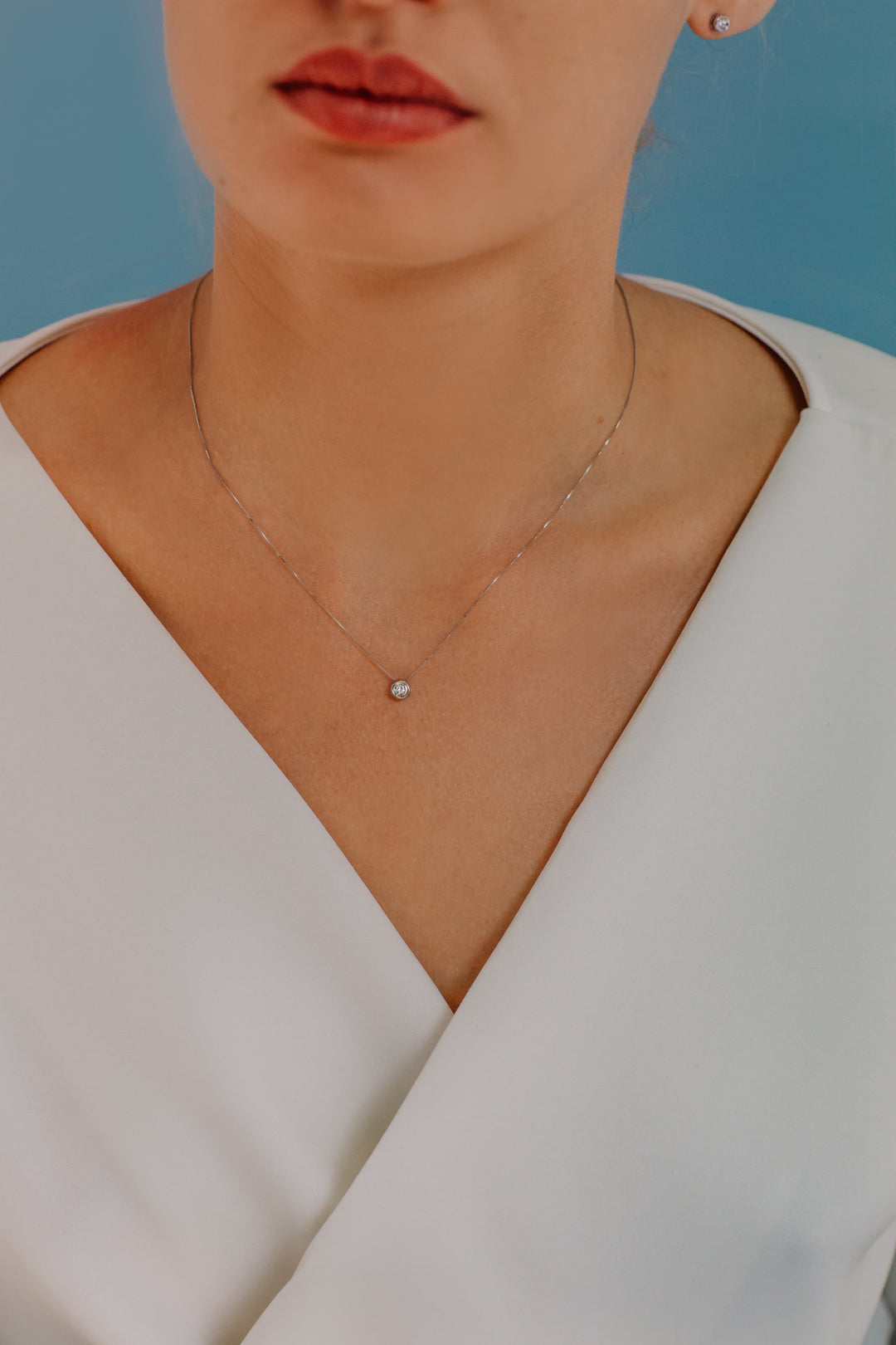 Collier Comete Point lumineux rond en Or et Diamant GLB1417